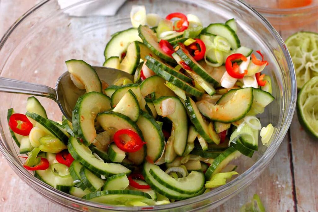 Pickled cucumber Salad With Red Chillies